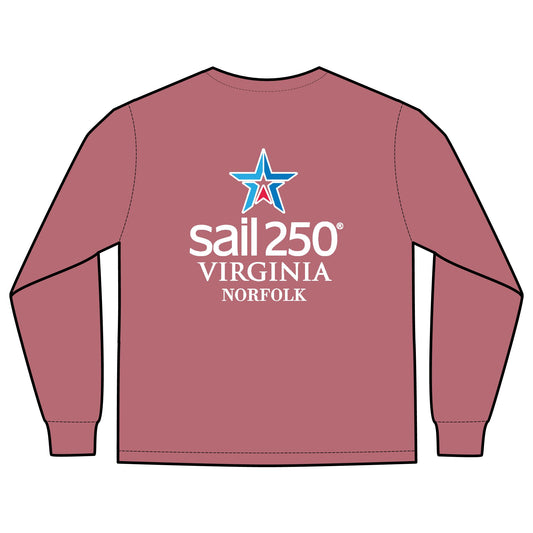 Sail250® Virginia Unisex Long Sleeve Pocket T-Shirt- Crimson-SV