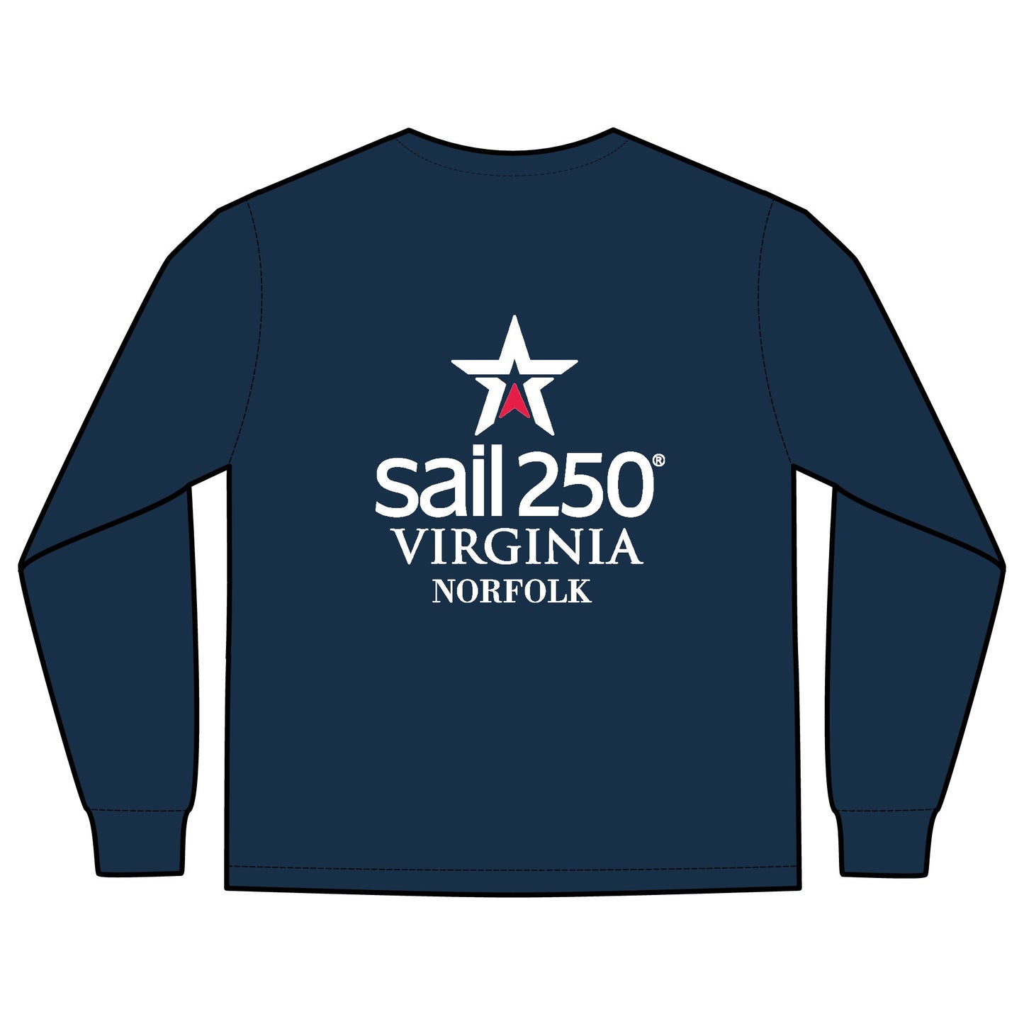 Sail250® Virginia Unisex Long Sleeve Pocket T-Shirt- Navy