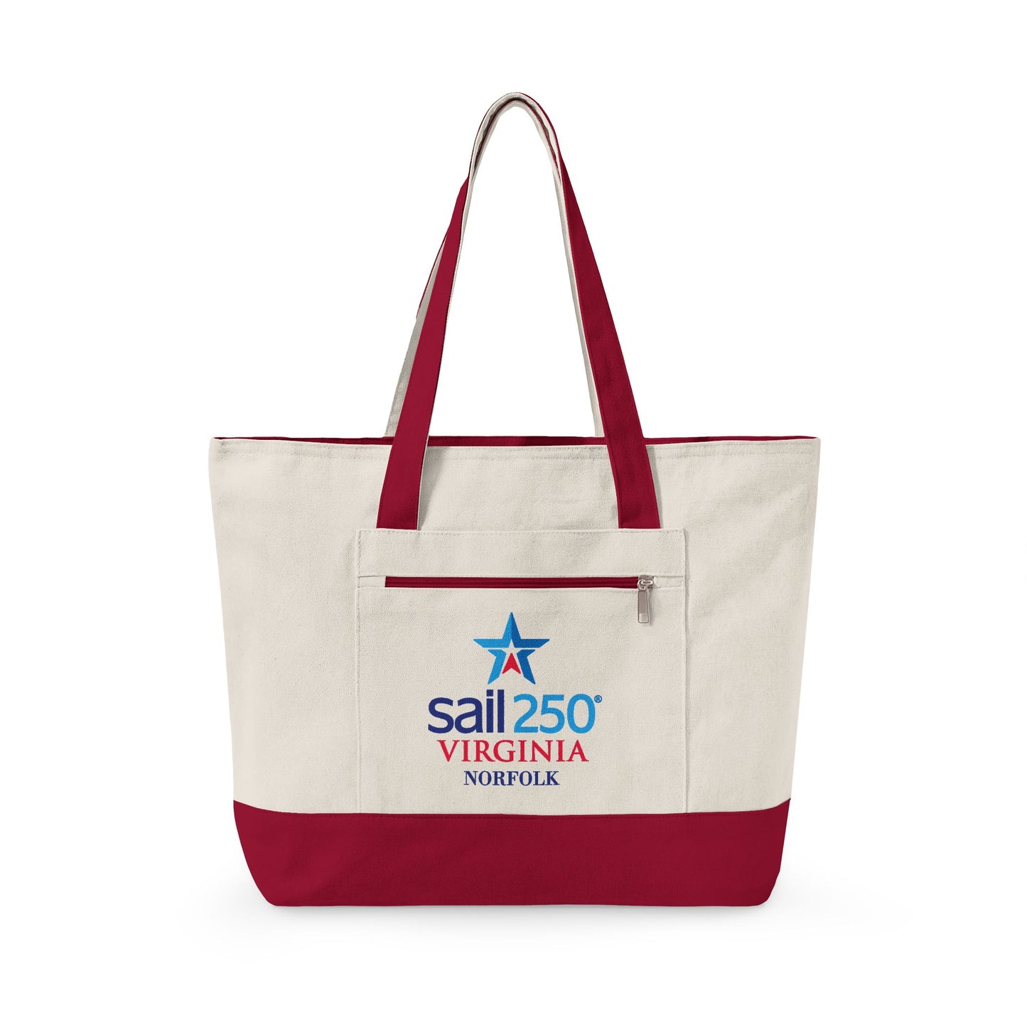 Sail 250 Virginia Norfolk Logo Zippered Canvas Tote