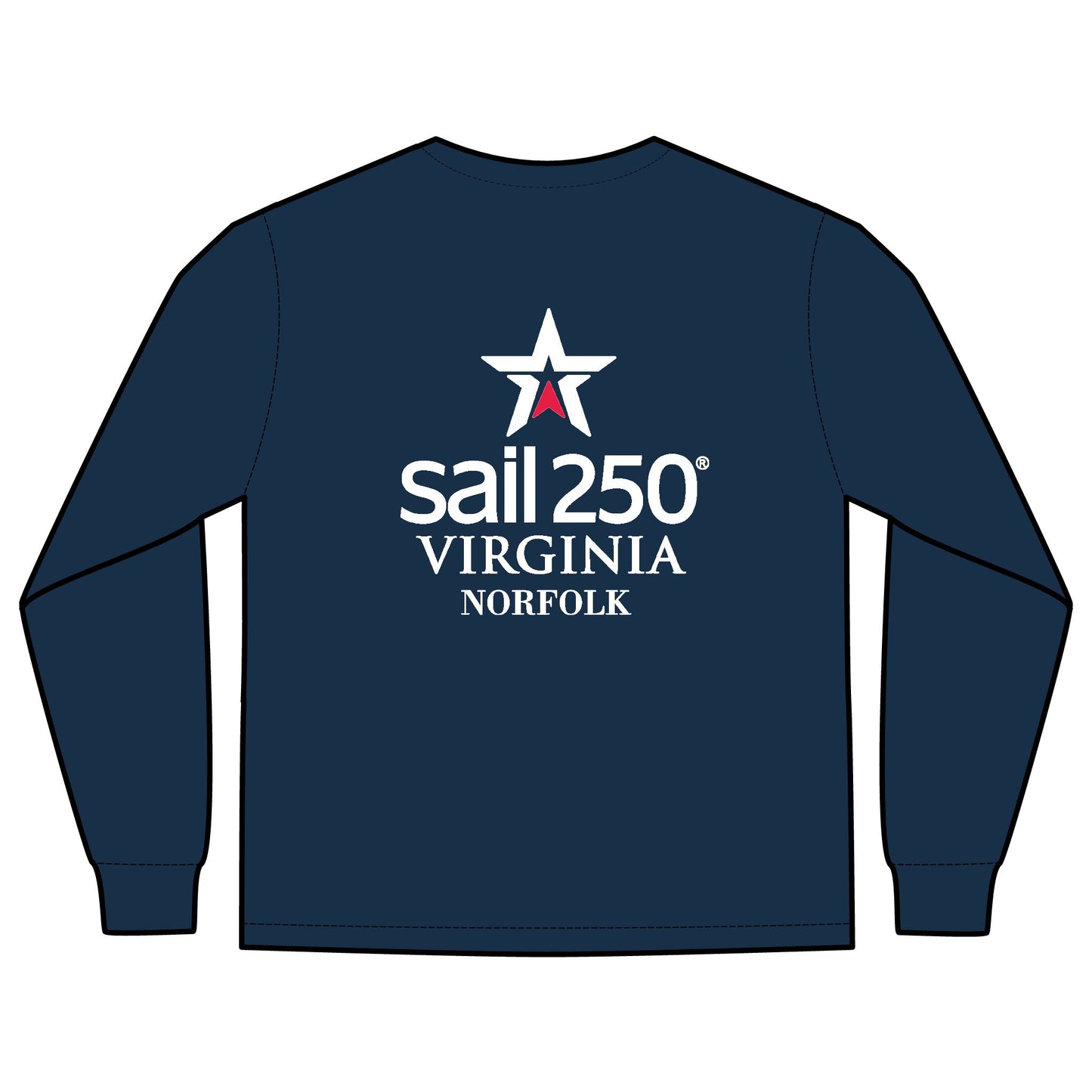 Sail250® Virginia Norfolk Logo Unisex Long Sleeve Pocket T-Shirt