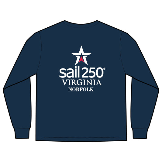 Sail250® Virginia Norfolk Logo Unisex Long Sleeve Pocket T-Shirt