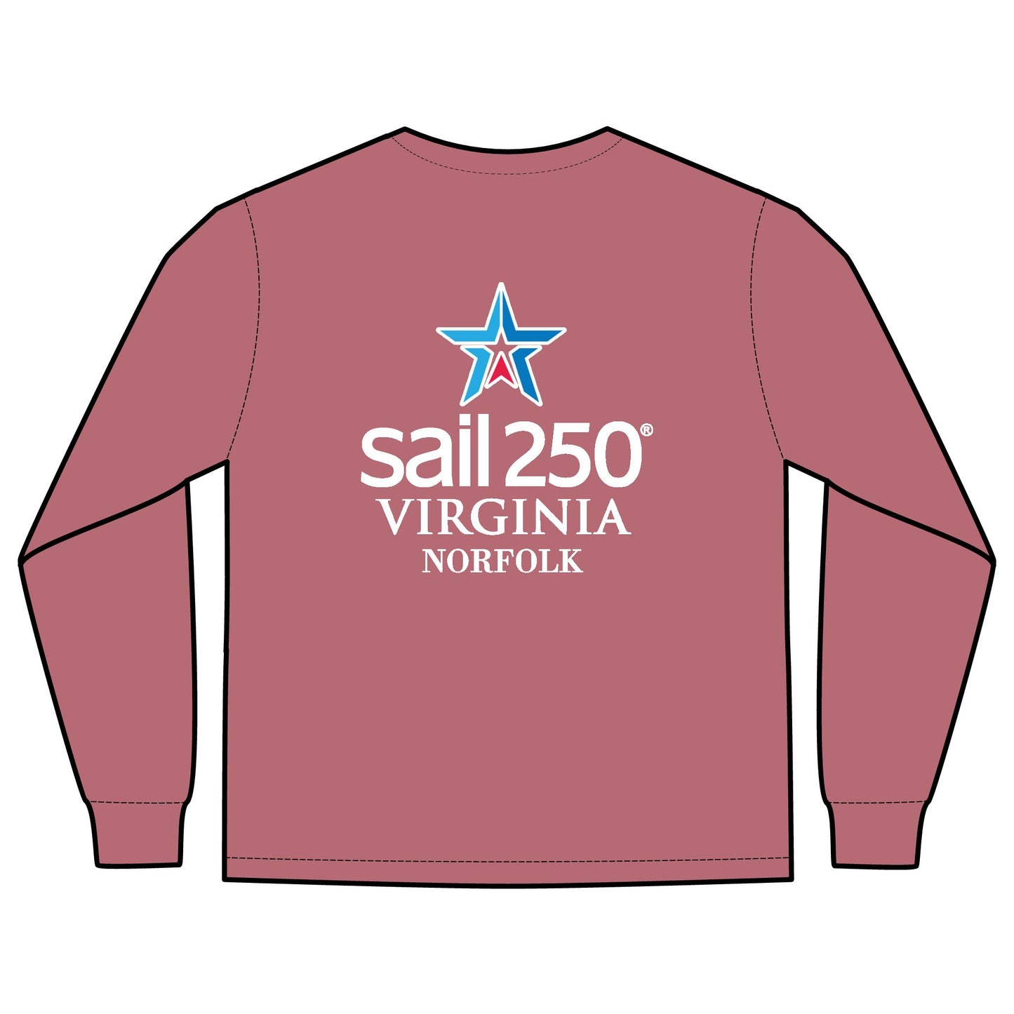 Sail250® Virginia Unisex Long Sleeve Pocket T-Shirt- Crimson