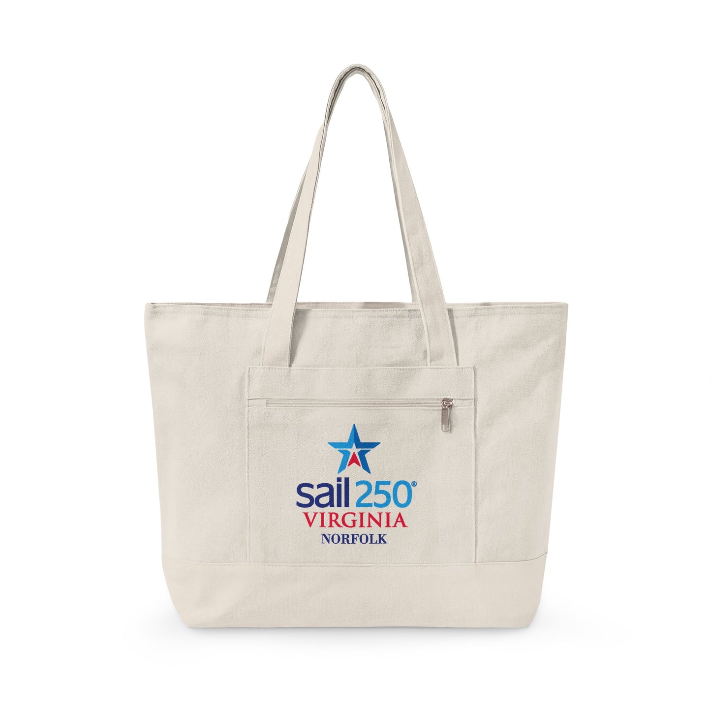 Sail 250 Virginia Norfolk Logo Zippered Canvas Tote