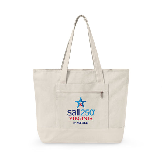 Sail 250 Virginia Norfolk Logo Zippered Canvas Tote