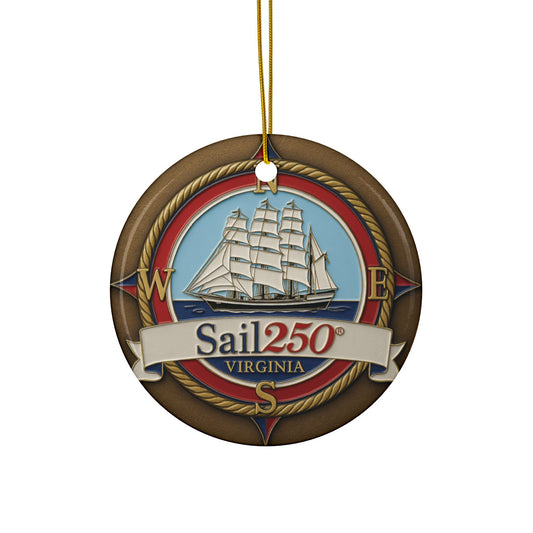 Sail250® Virginia Ceramic Ornaments, 2-Side Print, (1pc, 3pcs, 5pcs, 10pcs)