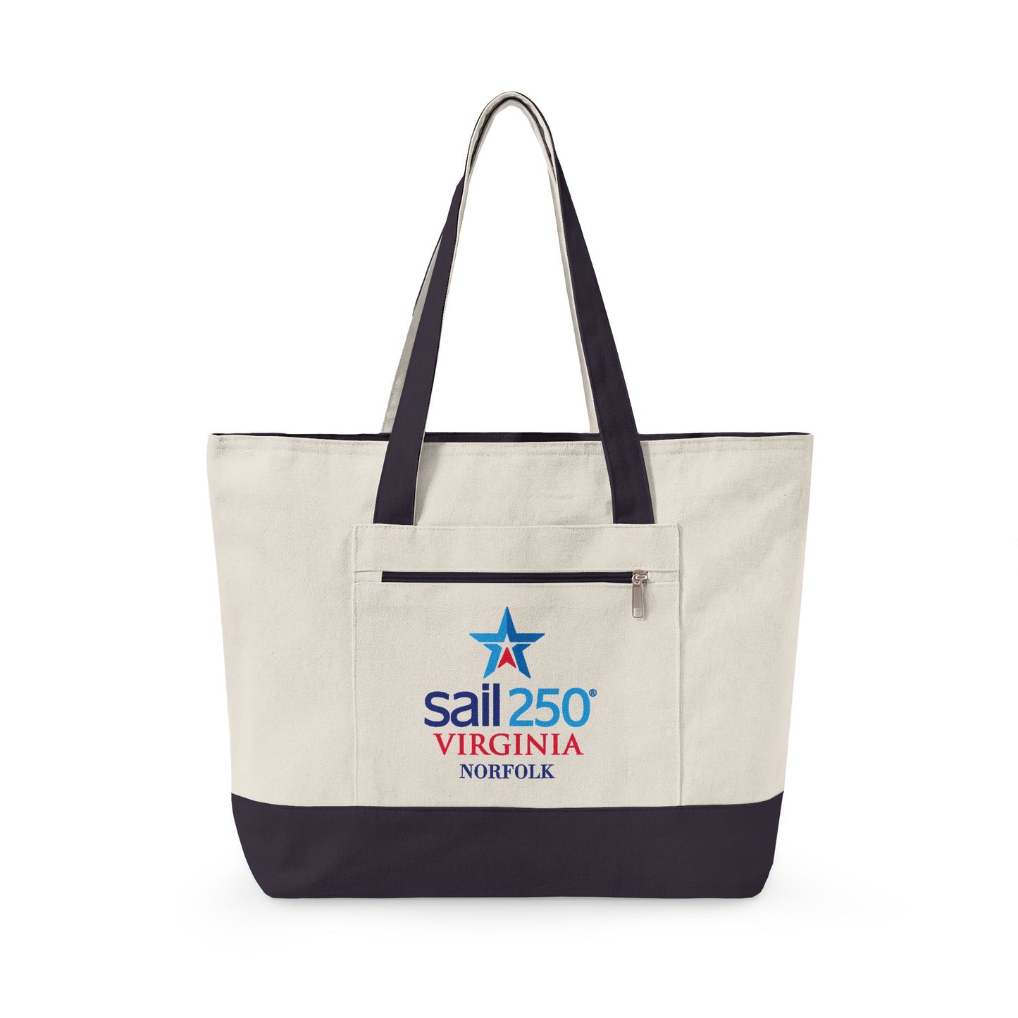 Sail 250 Virginia Norfolk Logo Zippered Canvas Tote