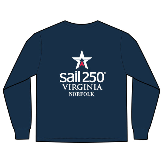 Sail250® Virginia Unisex Long Sleeve Pocket T-Shirt- Navy