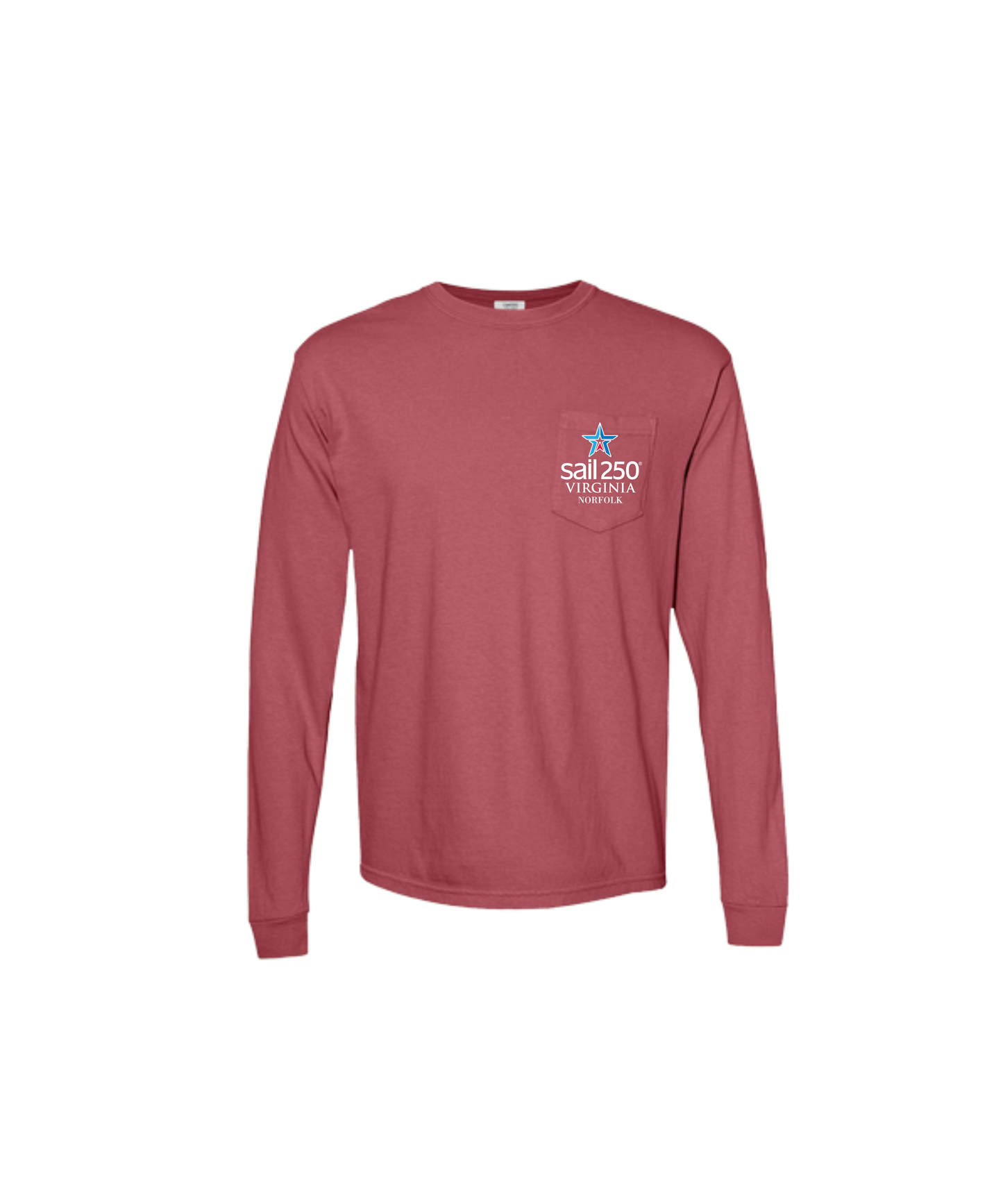 Sail250® Virginia Unisex Long Sleeve Pocket T-Shirt- Crimson