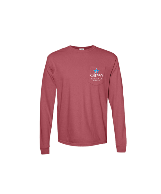 Sail250® Virginia Unisex Long Sleeve Pocket T-Shirt- Crimson