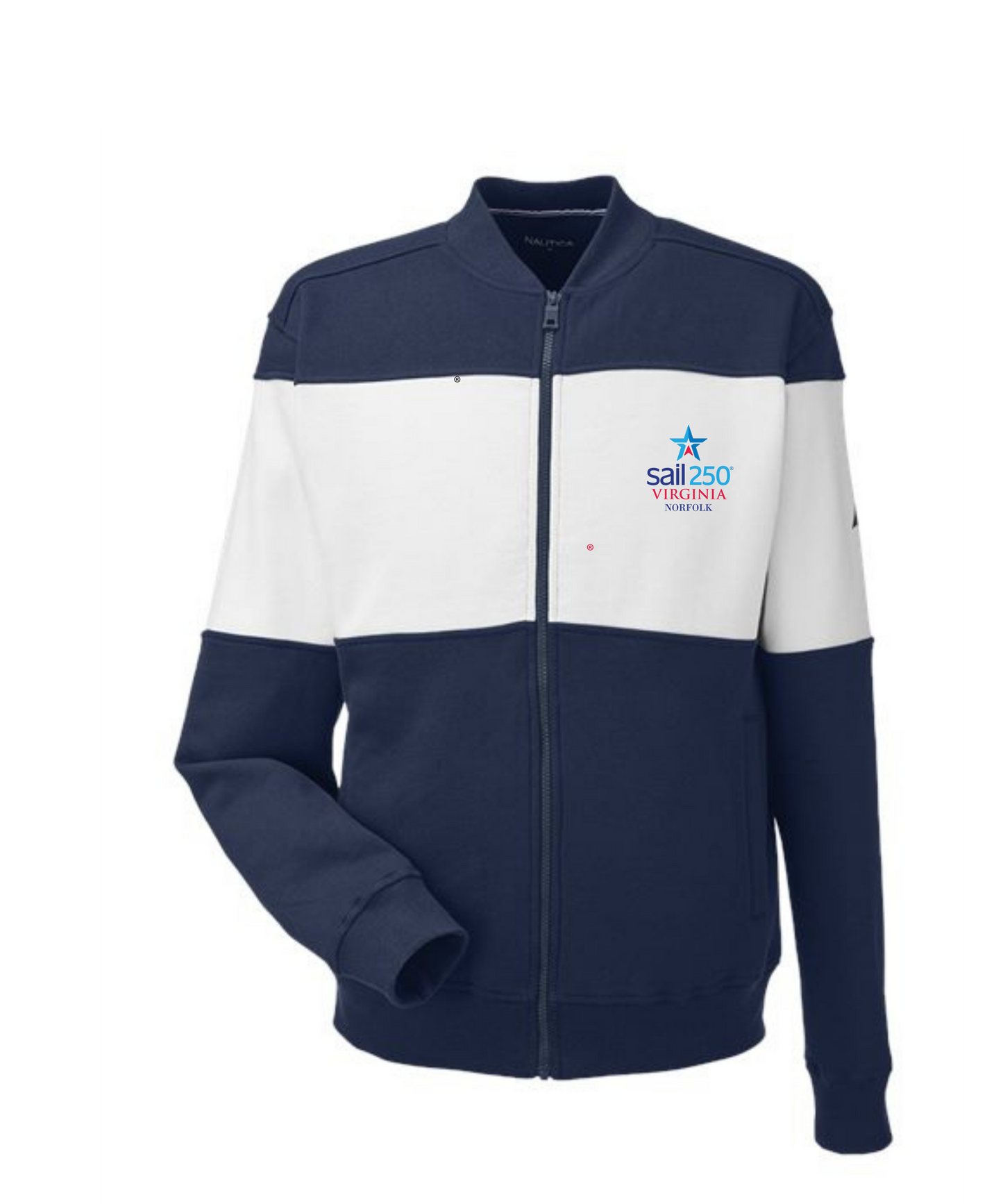 Sail250® Virginia  Nautica Unisex Anchor Fleece Colorblocked Bomber Jacket-SL