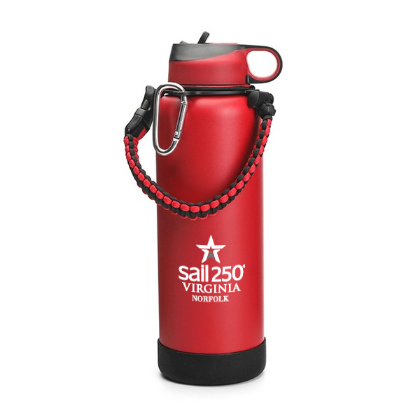 Sail250® Virginia 40 oz. Stainless Steel Vacuum Insulated Thermos Bottle w/ Lid, Handle, & Built-in Straw